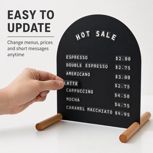 Tabletop Menu Display Stand with Magnetic Letters and Writable Board - size: A4 Horizontal (13 × 7.9 in)