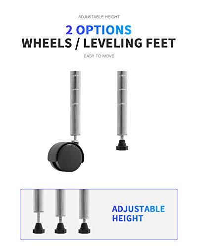 BestOffice | 5-Tier Wire Shelf with Wheels | 14" x 30" x 60" | Chrome - color: Chrome, size: 14L x 30W x 60H