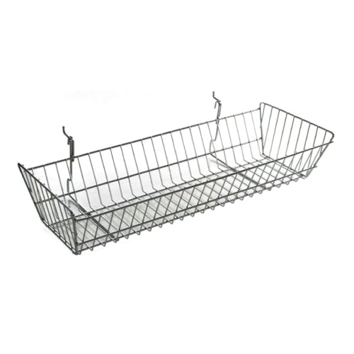 Azar Displays 300626-2pack Large Wire Basket, Chrome(Pack of 2) - size: 24.25"W x 10"D 5.375"H