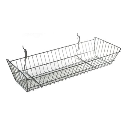 Azar Displays 300626-2pack Large Wire Basket, Chrome(Pack of 2) - size: 24.25"W x 10"D 5.375"H