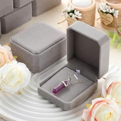 Sureio 24 Pcs Velvet Jewelry Gift Boxes Bulk Grey - color: Grey