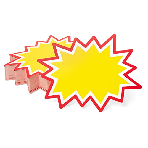 Starburst Signs with Stickers 100pcs - color: Yellow, size: 6x8