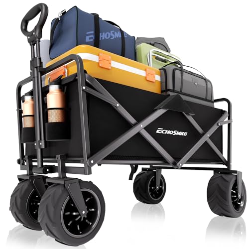 EchoSmile Wagons Carts Foldable Heavy Duty 350Lbs Capacity, Black - color: Black-arrow