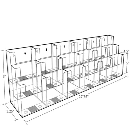 Azar Displays 252821 Three-Tier 18-Pocket Trifold Brochure Holder - size: 3 Tier 18 Pocket