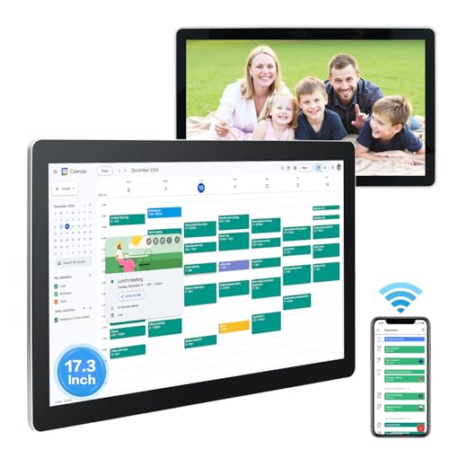 15.6 to 27 inch Touchscreen Digital Calendar & Wall Planners, Smart Whiteboard Calendar for Chore Chart & Work Schedule, Built in Speakers and Camera, Include Wall Mount & Desk Stand (17.3-inch) - size: 17.3-inch