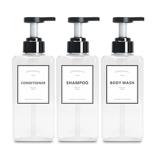 Soap Dispenser Set, YACAYACE 16.9oz Clear Shampoo and Conditioner - color: Clear, size: 2.5"L x 2.5"W x 7.6"H