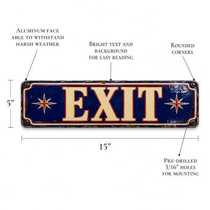 Exit Vintage Enamel Business Sign - style: EXIT