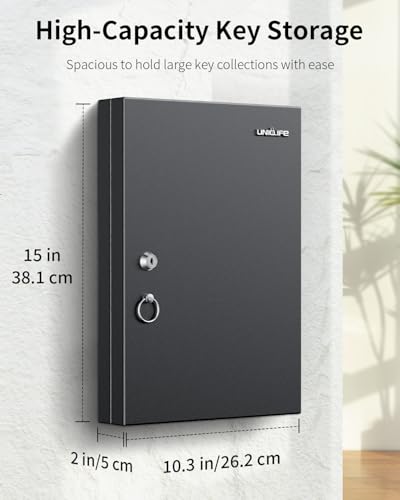 Uniclife 32 Position Key Lock Box, Wall Mount Security Key Cabinet, Black - color: Black, size: 32-key(key lock)