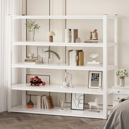 Himimi Garage Shelving 3500 LBS Garage Shelves Heavy Duty 72" H Standing Shelf Units, 5-Tier Adjustable Metal Shelving for Industrial Basement Warehouse, 48" W x 24" D x 72" H, White - color: White, size: 48"W x24"Dx72"H-Plate