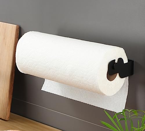Zunto Black Under Cabinet Paper Towel Holder - Stainless Steel - color: Matte Black/Cabinet Door