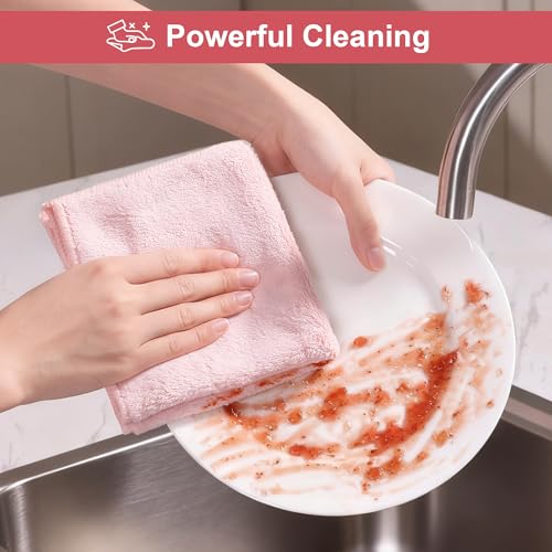 JOYMOOP Microfiber Cleaning Cloth, 18 Piece Set, Medium, Pink - color: J