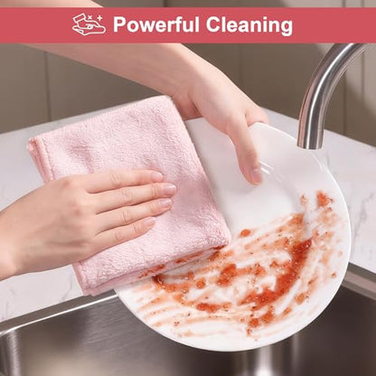 JOYMOOP Microfiber Cleaning Cloth, 18 Piece Set, Medium, Pink - color: J