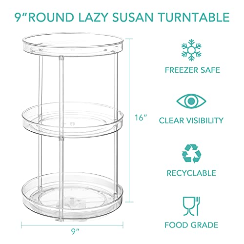 URALFA 3 Tier Lazy Susan Organizer, 9 Inch Clear Rotating Makeup Organizer - size: 9 Inch / 3 Tier / 1 Pack