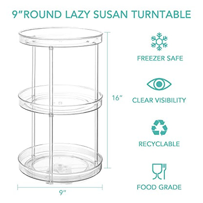 URALFA 3 Tier Lazy Susan Organizer, 9 Inch Clear Rotating Makeup Organizer - size: 9 Inch / 3 Tier / 1 Pack