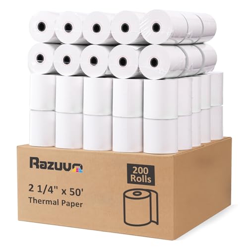 (200 Rolls) 2 1/4 x 50 Thermal Paper Rolls- Credit Card Receipt Paper - BPA-Free, Compatible with Clover Flex, Square Terminal and More - size: 200 Rolls- 2 1/4 x 50 thermal paper