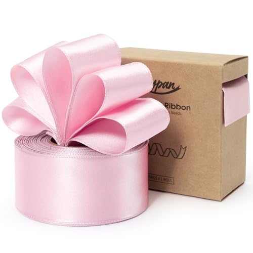 Keypan Pink Satin Ribbon Double-Faced Wired 1-1/2 Inch x 10 Yards - color: Pink, size: 1-1/2"