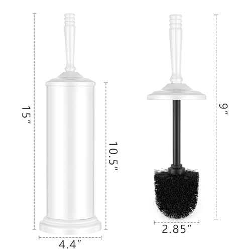 White Toilet Brush and Holder Set，Toilet Bowl Brush and Holder - color: White