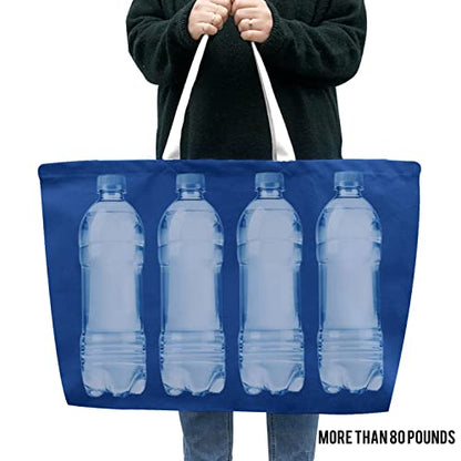 Large Canvas Tote Bag Reusable Extra Big Grocery Bags - color: Ocean Blue