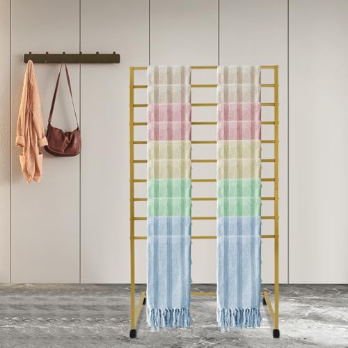 Scarf Display Stand, 10 Hanging Rod Scarf Holder Organizer with 4 Wheels, 31.5" x 55.7" Belt Organizer Stand with 30Lbs Capacity, Commercial Pants Rack, for Clothing Retail Store, Fashion Shop