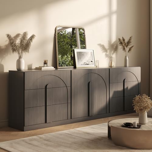 BELLEZE Bijou 3-Piece Modular Sideboard Buffet Cabinet - Camel - color: Bijou Camel Bcc