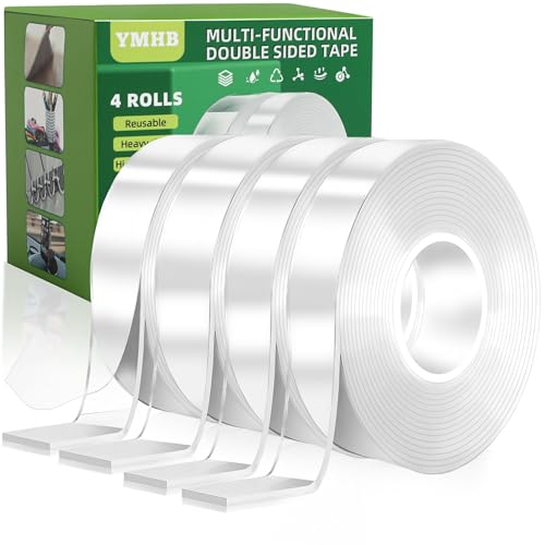 4 Rolls Double Sided Tape Heavy Duty, Nano Tape Double Sided Mounting Tape