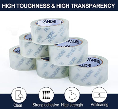 PANDRI 12 Pack Heavy Duty Packing Tape, 1.88" x 65yd Per Roll, Total 780yd - size: 1.88 Inch 12 Rolls