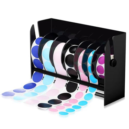 Qilery Sticker Holder Organizer Dispenser Acrylic Roll Label,7 Disks Black - style: 7 Disks Black
