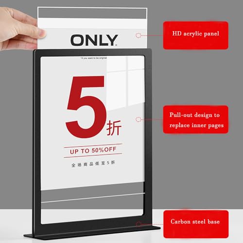 Carbon Steel Sign Holder (T Shape Black A4 210×297mm/8.27×11.69 inches) - color: T Shape Black A4 210×297mm/8.27×11.69 inches