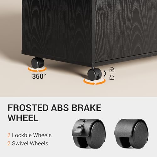 DEVAISE 5-Drawer Wood Drawer Cabinet, Office Storage Cabinet, Black - color: Ebony