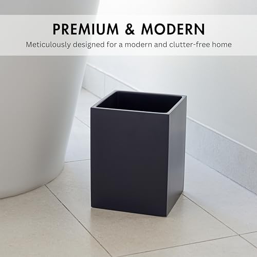 YEW DESIGN Matte Black Square 2 Gallon Trash Can for Home and Bathroom - color: Black Square