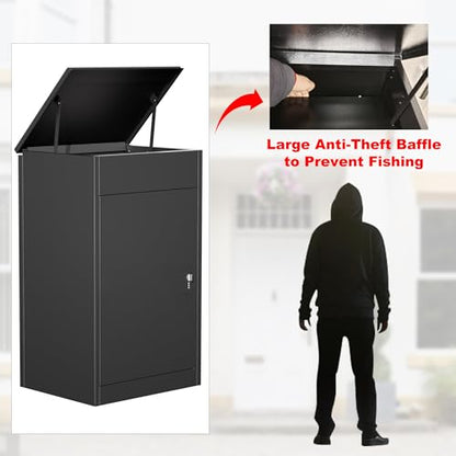 Package Delivery Boxes for Outside, Large Mailbox for Parcel 19.7”x16.1x”33.5”, Anti-Theft Parcel Mailbox with Coded Lock, Wall Mounted Waterproof Home Parcel Box for Porch Yard, Galvanized Steel - size: 19.7”x16.1”x33.5”