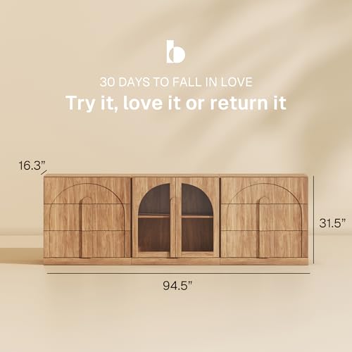 BELLEZE Bijou 3-Piece Modular Sideboard Buffet Cabinet - Camel - color: Bijou Camel Acc