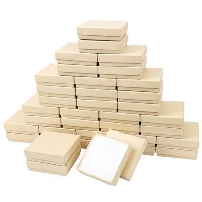 Jewelry Gift Boxes, Cardboard Jewelry Boxes, 40 Pack 3.5x3.5x1 Inch, Bulk Cotton Filled Small Jewelry Boxes with Lids for Necklace Ring Bracelet Earring Display Box (Brown) - color: Brown, size: 3.5x3.5x1 Inch (Pack of 40)
