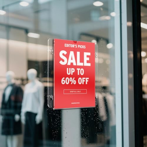 NIUBEE 12 Packs Acrylic Window Door Sign Holder with Suction Cup 8.5 x 11