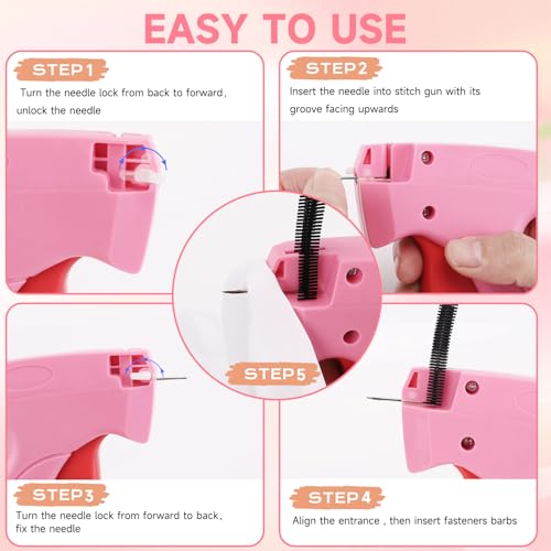 Stitch Gun for Clothes,Handheld Stitching Quick Clothing Fixer,No Sew Hemming Tool,Mini Single Sewing Fabric Stapler,Temporary Sticky Hem Fix Tack Gun,Includes 6 Needles,5000 Micro Fasteners