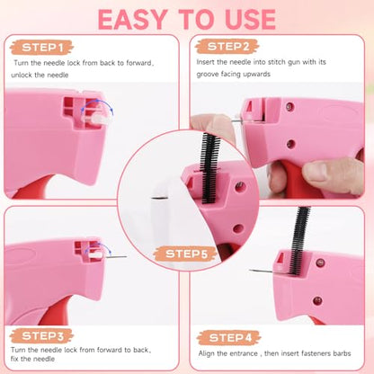 Stitch Gun for Clothes,Handheld Stitching Quick Clothing Fixer,No Sew Hemming Tool,Mini Single Sewing Fabric Stapler,Temporary Sticky Hem Fix Tack Gun,Includes 6 Needles,5000 Micro Fasteners