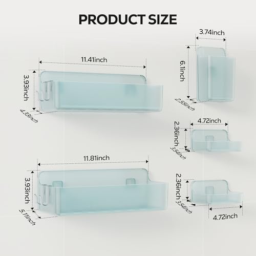 Nieifi Adhesive Shower Shelves, Blue, 5 Pieces - color: Blue-Clear, size: 5 pieces