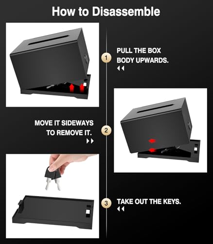 MoKo Black Acrylic Donation Box with Lock and Sign Holder - color: Black