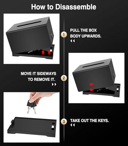 MoKo Black Acrylic Donation Box with Lock and Sign Holder - color: Black