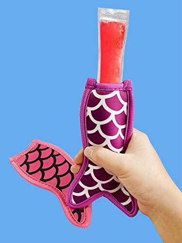 Popsicle Holders Freezer Ice Pop Sleeves 10 Packs Reusable Neoprene Popsicle Covers - color: Shark and Rectangle