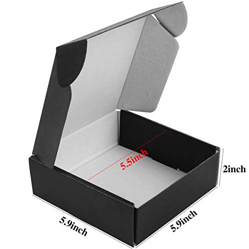 CABAX Recyclable Corrugated Box Mailers, Empty Cardboard Box Perfect for Shipping Small Packaging for Mystery Box Use - 6" x 6" x 2" - Kraft, Black - 2 Pack