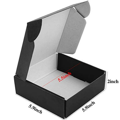 CABAX Recyclable Corrugated Box Mailers, Empty Cardboard Box Perfect for Shipping Small Packaging for Mystery Box Use - 6" x 6" x 2" - Kraft, Black - 2 Pack