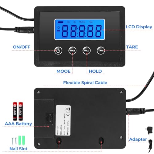 Shipping Scale, 400lb/50g Digital Postal Scale, Weight Scale for Packages/Luggage/Postage/Mail/Small Business/Warehouse, Battery & Adapter Included