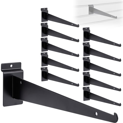 Slatwall Shelf Brackets Metal - 12” Slat Wall Shelf Brackets with Lip Slatwall Accessories 12pcs (12)