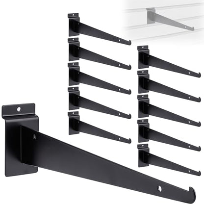 Slatwall Shelf Brackets Metal - 12” Slat Wall Shelf Brackets with Lip Slatwall Accessories 12pcs (12)