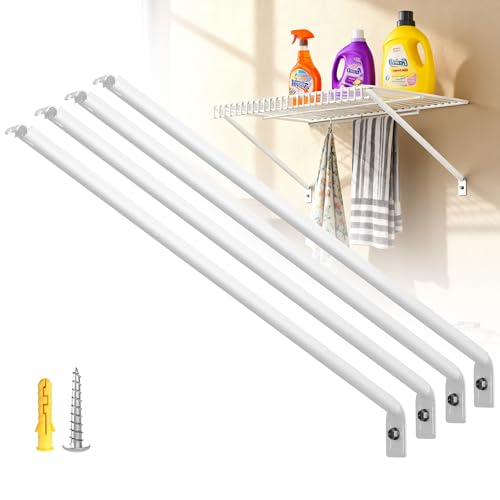 12 Inch Wire Shelving Support Bracket, 4 Pack Metal Closet Support Bracket with Anchors and Pins Strong Support Wire Shelf Brackets for Kitchen, Pantries, Garages, Laundary, Shop and More(4 Pack) - style: 4pcs