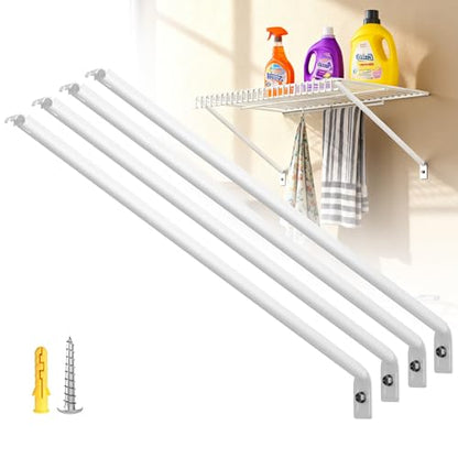12 Inch Wire Shelving Support Bracket, 4 Pack Metal Closet Support Bracket with Anchors and Pins Strong Support Wire Shelf Brackets for Kitchen, Pantries, Garages, Laundary, Shop and More(4 Pack) - style: 4pcs