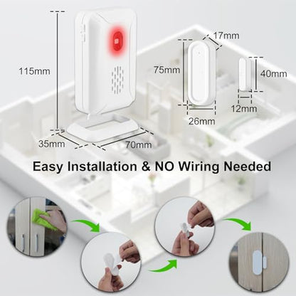 Door Alarms when Opened, GreenCycle Door Chimes when Door Opens - color: 1 receiver + 1 chime