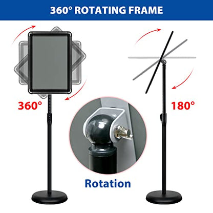 6Pack 11x17 Sign Holder Stand, Adjustable Floor Standing Sign Holder - color: Black, size: 11"x17"-6Pack