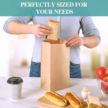 MUCHII 8 LB Paper Lunch Bags, 100 Count Brown Paper Bags, Small Kraft - size: 100Count(Pack of 1,8LB)